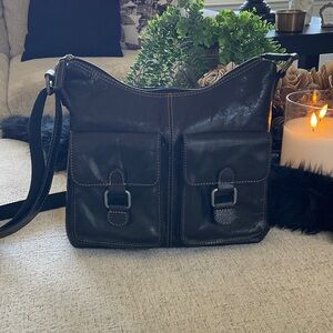 Jack George Black Leather Crossbody Bag